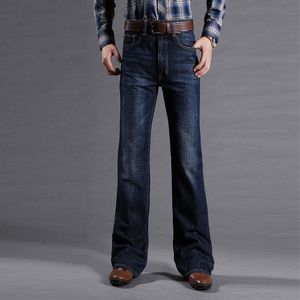 Herr jeans icpans herrar blossade för män boot cut ben fit classic stretch denim flare bootcute manliga mode byxor 255r
