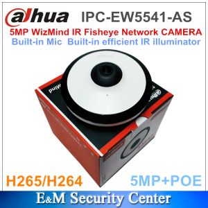 Веб -камеры оригинал Dahua ipcew5541as 5MP Wizmind IR Low Iluminance Buildin Mic Mini Fisheye Network Surveillance Poe Camera