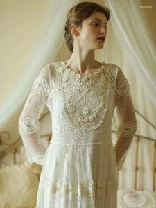 Casual Dresses 86cm Bust Spring Summer Women Victorian Vintage Exquisite Lace Soft Comfortable Cotton