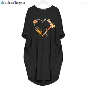 Casual Dresses Black Dress Fashion Flower Hairdresser Shirt Hairtylist T-shirt Irregular For Women Hairstylist Harajuku