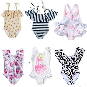 Toddler maluch strojów kąpielowych córeczka kropka kropka 24 -miesięczna dziewczyna pasek ruffeButts pływanie noszenie niemowlęta Bikini Kąpiel garnitury Kid Onepiece garnitur