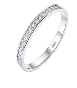 Kvinnliga förlovningsring Small Zirconia Diamond Half Eternity Wedding Band Solid 925 Sterling Silver Promise Anniversary Rings R0126007682