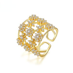 Designerring für Frauen Messing plattiert wahres Gold Micro Set AAA Zirkon Eröffnung Anpassbare trendige Party Hochzeit Schmuck Kostenloser Versand