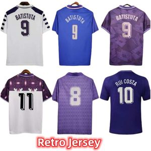 1998 1999 fans Fiorentina Batistuta Rui Costa herr fotbollströjor retro tröja hem lila bort vit retro fotbollskjorta vuxna korta ärmar uniformer