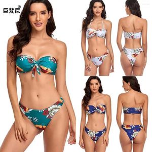 Frauen Badebekleidung sexy Mädchen Kleidung Draht kostenlos Swimwears Bikinis Set klassischer Druck Blumen Polyester Schwimmbad Beach Kleidung