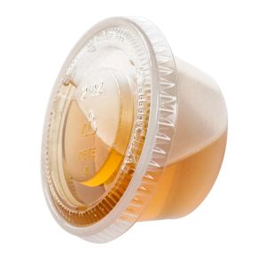 1oz engångsplast Jello Shot Cups med lock Souffle Portion Container 1 Ouncec Clear Box XB1 ZZ