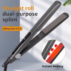 Max Professional Hair Straightener with Negative Ions Generator Ceramic Coating Plate LCD 2 IN 1 Flat Iron MCH Heating 240428