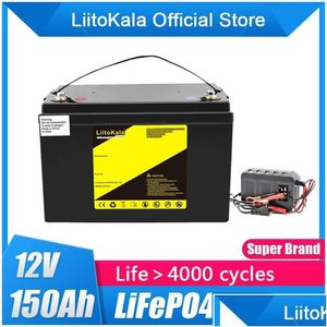 バッテリーliitokala lifepo4 12.8v 12v 150Ahリチウムバッテリーパック100A BMS 1200Wボート太陽エネルギー貯蔵ゴルフカートRVインヴェルトDHX86