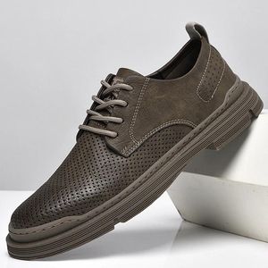 Casual Shoes Classic Hollow Out For Man Fashion Mens Męs Oxford Orygine skórzane męskie mieszkania British Style Bezpieczeństwo na świeżym powietrzu