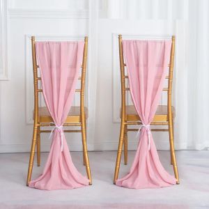 Sashes 10pcs Chiffon Chair Sashes Wedding Decor Bow Tie Ribbon Knot Cover Seat Back Belt Table Runner Banquet Country Party Event Decor