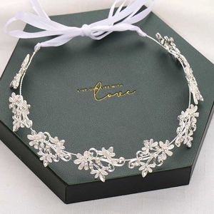 Bröllopshår smycken kristallblomma prom brudhårband Silevery Headwear Wedding Tiara pannband Leaf Pearl Bride Headpiece For Women Hair Jewelry