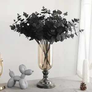 Decorative Flowers 1PCS Simulation Black Eucalyptus Leaf Fake Flower Simple Home Decoration Lysimachia Artificial Plant