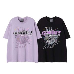 SP5DERS T-Shirt Tasarımcısı 55555 Tee Lüks Moda Erkek Tişörtler Köpük Baskı Gevşek Gevşek Popüler Marka Erkek ve Kadın Saf Pamuk High Street Tshirt