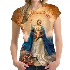 Women's T-Shirt Summer Virgin Mary 3D Printed T-shirt Womens Mens T-shirt Harajuku Street Clothing Short sleeved T-shirt Unisex Y2k TopL2405