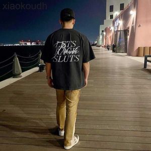 Rhude High end designer clothes for Heavy Industry Embroidery Slogans Small and Popular Trendy High Street Loose Pure Cotton Couple Short Sleeve Mens and Womens