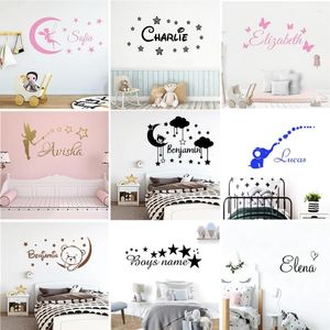 Adesivi da parete carino personalizzato personalizzato nome adesivo decalcomanie poster per bambini decorazioni camera da letto per bambini