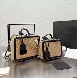 Chanei Womens Luxury Quality Cosmetic Bags Box Grained Caviar Crossbody Designer Bag