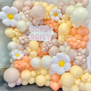 Party Decoration Spring Flower White Daisy Garland Arch Balloons Set Macaroon Fresh Color Latex Balls For Wedding Baby Kids Shower Decors