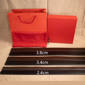 Hot Fashion Street Belt Man Woman Pas gładki klamra skórzana szerokość 2 4CM 3 4CM 3 8CM Najwyższa jakość z pudełkiem RSXJSJ 344E