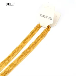 Chains UELF Stainless Steel Necklace Woman 10pcs/lot Bulk Wholesale DIY Rolo 2mm Chain No Fade Choker For Jewelry Making