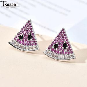 Stud Earrings Fashion Sweet Exquisite Watermelon Fruit Zircon Cute Creative Design Earring For Women Daily Versatile Party Jewelry