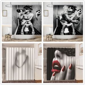 Zasłony toalety dziewczyna wzór zasłony prysznicowy Wysokiej jakości wodoodporna dekoracja łazienki seksowna usta do kąpieli Zasłony zmywalne wystrój