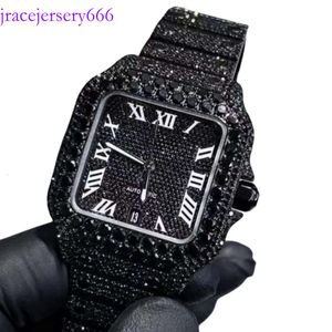 2024 ICED Out Armswatch Black Moissanite Watch Diamond Gold Sier Männer Rapper Uhren Hip Hop Schmuck