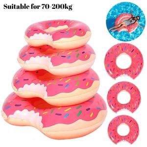 Summer Outdoor Inflatable Donut Swimming Ring Pool Buoy Mattress PVC Float Toys Water Floating Drink Cup Holder Accessory 240506