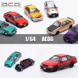 Auto a modello Diecast DCT 1/64 AE86 Classic Automotive Casting Toy Collection Station Auto con display per adulti Boxl2405