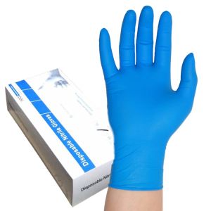 Bottles Disposable Nitrile Gloves 6 Mil Blue Heavy Duty Cooking Mechanic Latex Powder Free (SXL) 100Pcs/Box