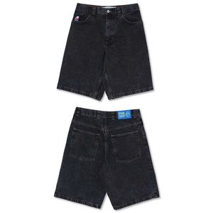 Mäns shorts polära stora pojkar shorts y2k harajuku hip hop cartoon brodered pocket jeans retro blå jeans gym shorts mens gothic basket shortsl2405