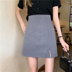 Spódnice 2024 Summer xs-3xl Kobiety mini solidne A-Line-Line Side Side Solid Tasle All-Match Sweet Sexy Girls Korean Skort Black