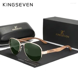 Sunglasses Ship From Spain KINGSEVEN Handmade Wood Polarized Men's Glasses UV400 Protection Mirror Eyewear Wooden Temples Oculos