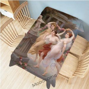 Pads World Famous Oil Painting European Royal Court Elegant Lady Victorian Duchess Wall Tapestry Water Resistant Table Cloth Cover