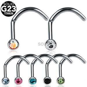 Body Arts 1PC G23 Titanium Nose Screw Stud Piercing Crystal Nariz Piercing smycken Twist Nose Stud Bone Fashion Girls 20g D240503