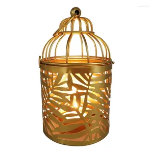 Ljusstake Hängande hållare Birdcage Metal Vintage Lantern Tealight Centerpieces Ljusstake för bord bröllopsfest inomhus f92b