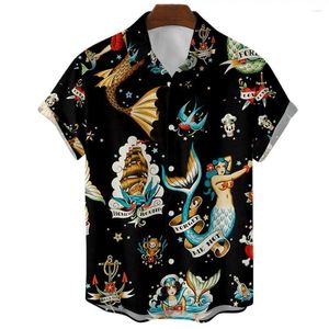 Men's Casual Shirts 3D Digital Printed Shirt 2024 Retro Pattern Short Sleeve Fashion Resort Large Size Clothing Summer Lapel Cardigan Good