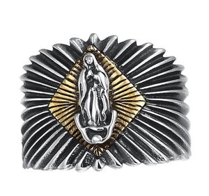 925 Sterling Silver Vintage Virgin Mary öppningsring Kvinnor Justerbara ring4764952