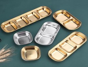 Plato de mesa serve prato prato dourado prata 304 molho de soja de aço inoxidável 4 tamanhos para escolher2867121