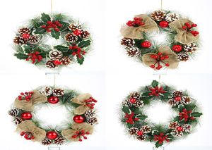 Designer Christmas Garland Door Decoração pendurada Rine agulha Pine Cone Red Ball Flower Ornamentos Ornamentos de festa Whole4744176