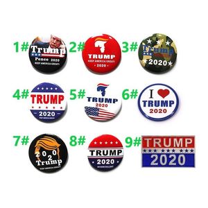 Innenarchitektur S 9 Typen Metallabzeichen Trump Button Emaille Pins Amerika Präsident Republikanische Kampagne Politische Brosche Mantel Juwel OTDR2