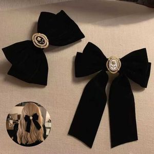 Other Korean Black Velvet Bow Hair Pin Elegant Spring Hair Clips Vintage Rose Headwear Barrettes Women Hair Accessories