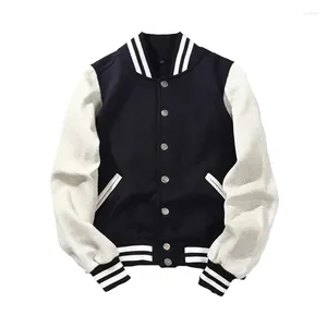 Men's Jackets Spring Autumn Fleece Rib Sleeve Cotton Tops Fashion Single Breasted Casual Print Baseball Jacket Loose Cardigan Coat