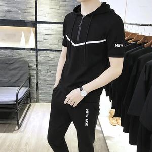 Men's Tracksuits Hoodie Top White Aesthetic Short Quarter Sleeve Pants Sets Cool Casual Kpop Xl Smooth Clothing Outdoor Stretch T Shirt Man