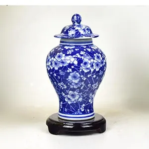 Storage Bottles Antique Blue And White Porcelain Home Handicraft Decoration Jar With Lid Candy Living Room Accessories