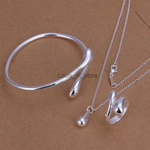 Wedding Jewelry Sets Hot party jewelry noble 925 Color silver classic water drop bangles necklaces rings fashion Silver color set H240504