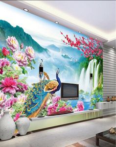 Wonderland Peacock Landscape Scenery TV Bakgrund Vägg Mural 3D Wallpaper 3D Wall Papers för TV Backdrop4381184