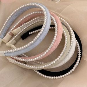 Headbands Girls Headband Yoga Headband Korean Fairy Pearl 2024 Popular Retro Ring Fashion Designer Fascinator New Q240506