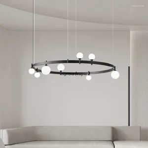 Lampadari moderni a sfera di vetro circolare LED lampadario soggiorno ristorante cucina camera da letto lampade a ciondolo decorazioni per la casa infissi