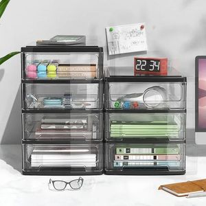 Transparent Double Drawer Desktop Storage Box Acrylic Makeup Jewelry Multifunctional Storage Box with Drawer Organizing Cabinets